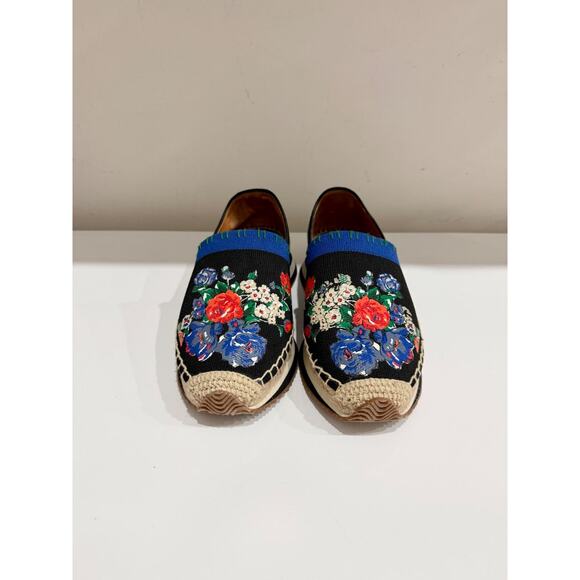 Tory Burch Daisy Slip On Espadrille Leather and Coated Canvas Navy Tea Rose 8.5 - Picture 3 of 7